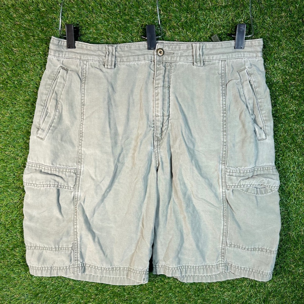 Tommy Bahama Relax Cargo Shorts‎ Mens 35 Sage Green Tencel Cotton Utility